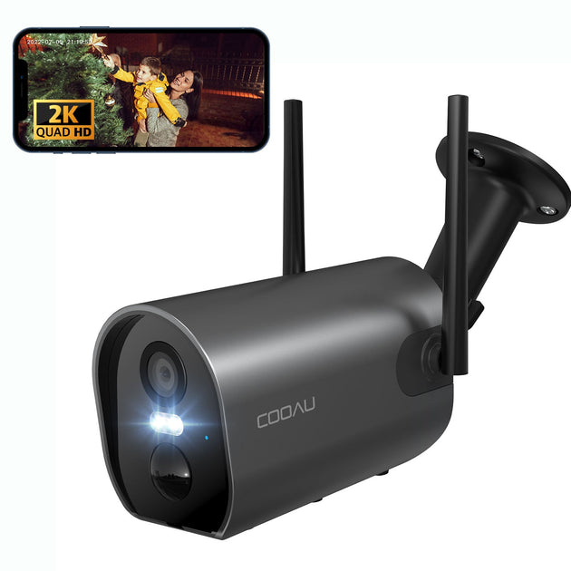 COOAU 2K Camara Vigilancia WiFi Exterior/Interior sin Cables, Cámara IP  inalámbrica con Batería Recargable, Detección